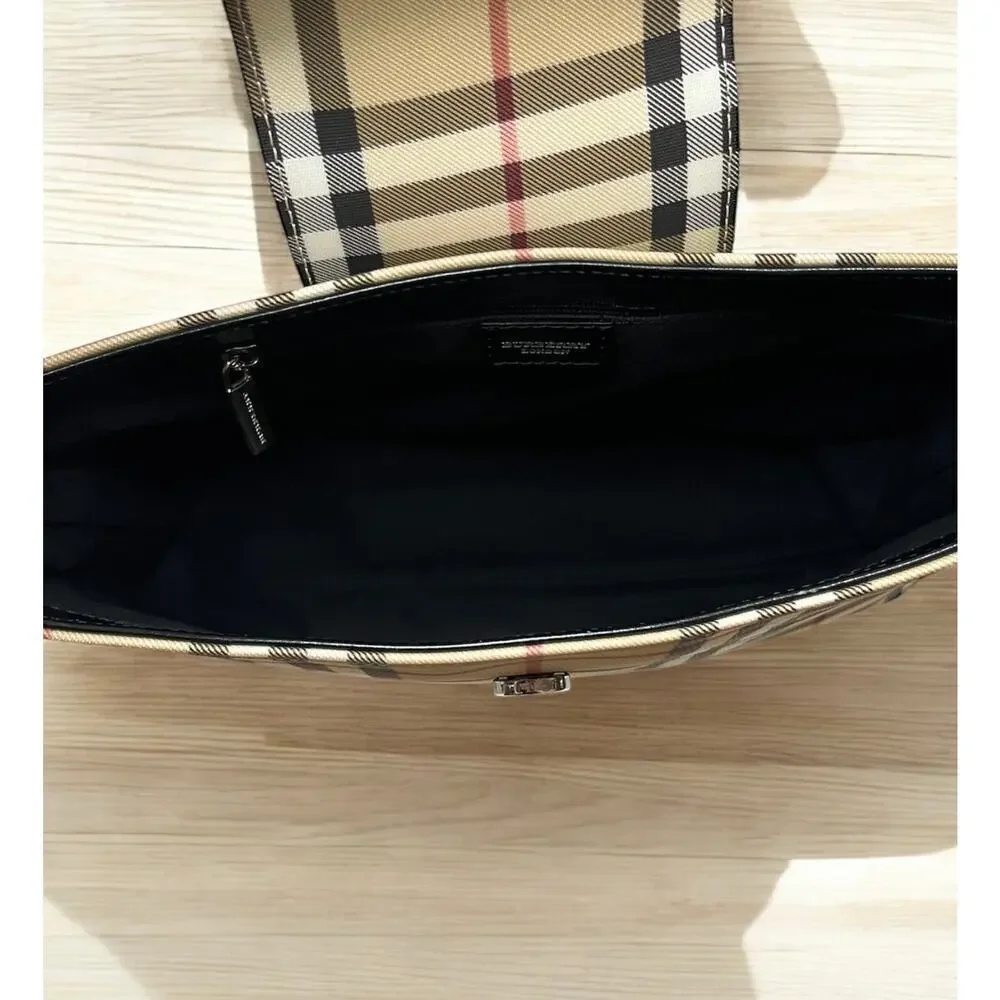 Vintage Burberry Coated Canvas Nova Check Shoulder Bag